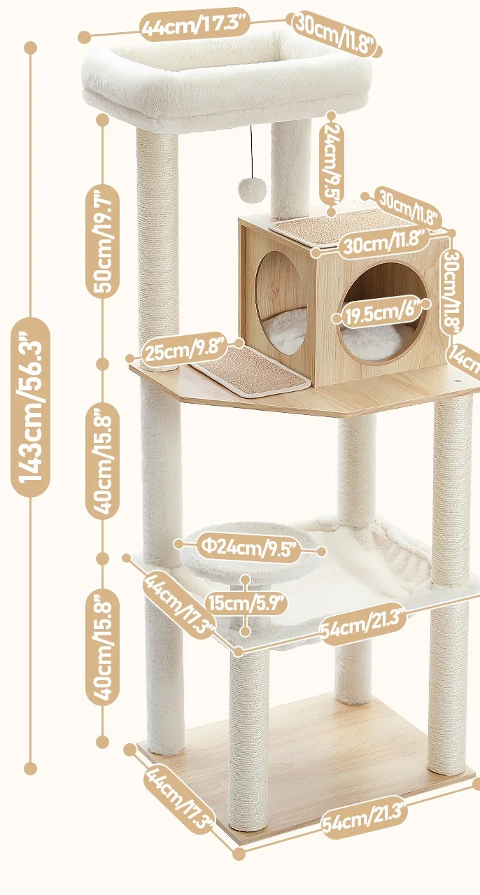 Arbre à chat <br> bois et hamac