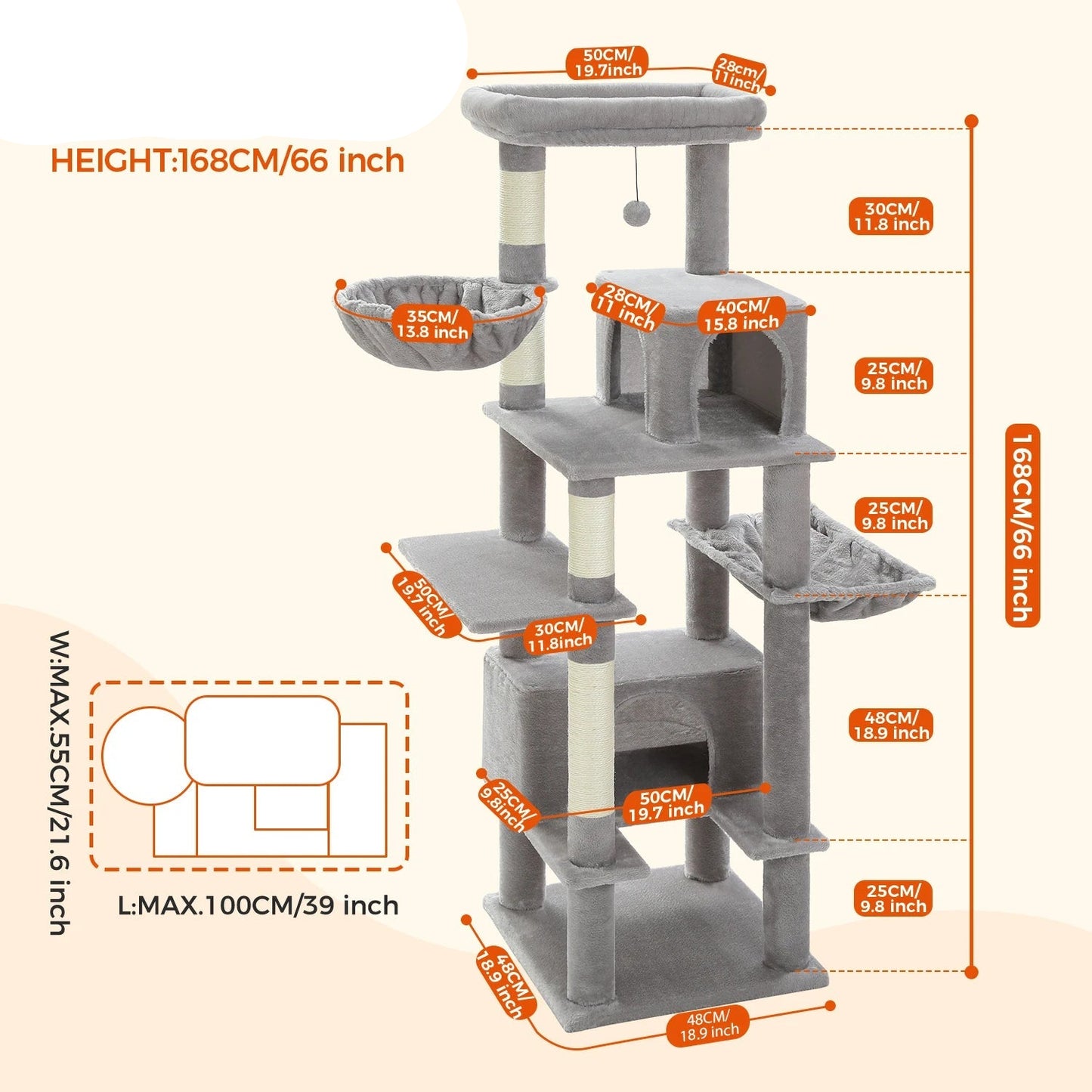 Arbre à chat <br> XXL multi-chats beige