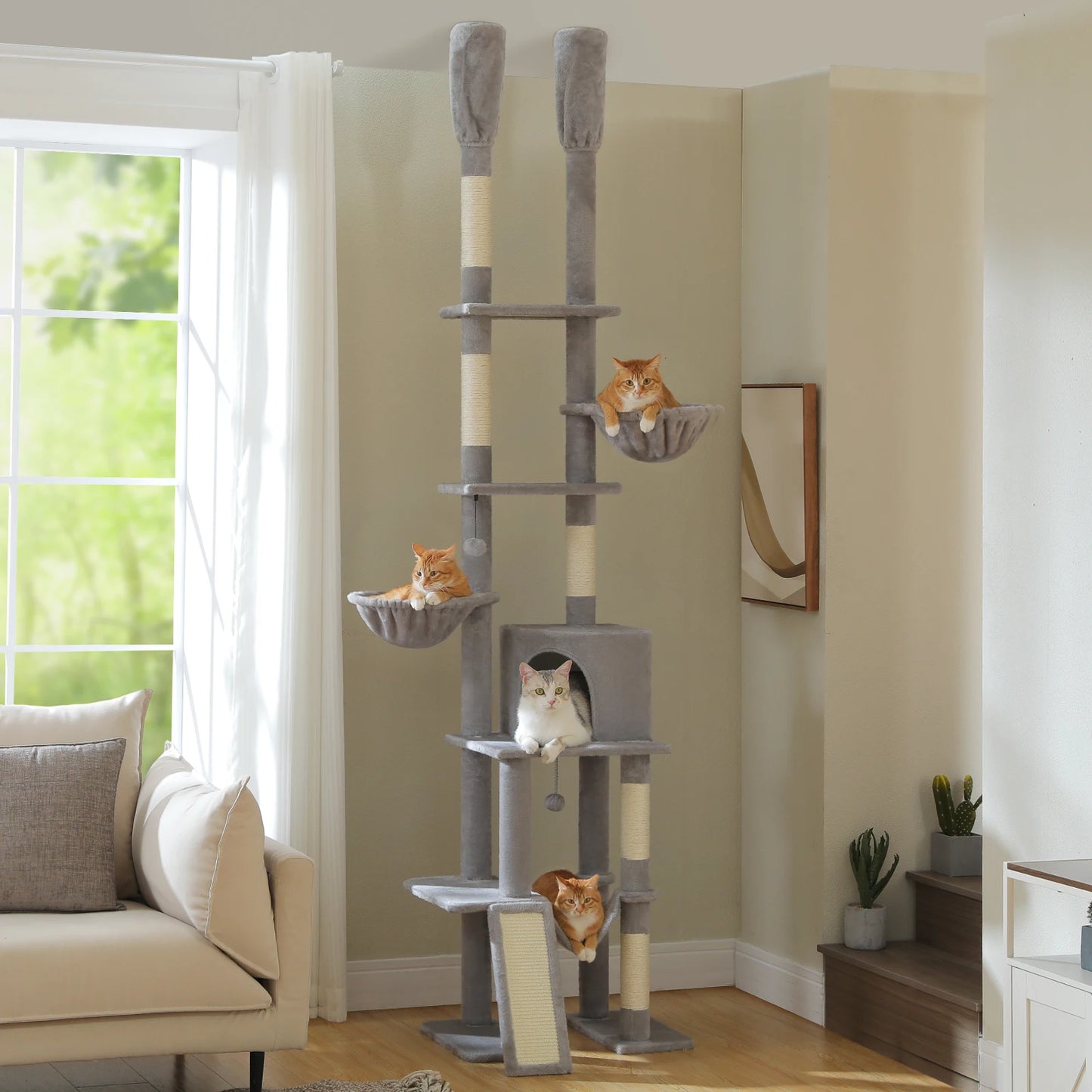 Arbre à chat <br>  sol plafond fin gris
