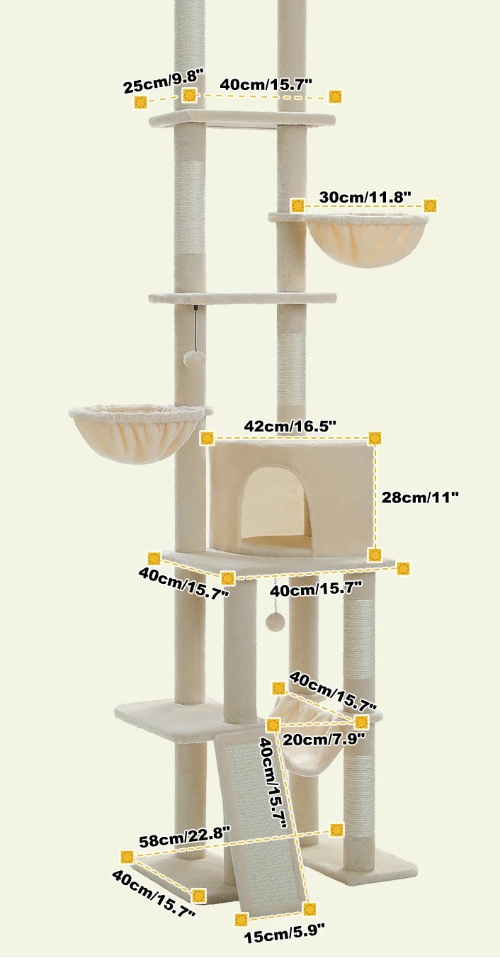Arbre à chat <br>  sol plafond fin beige