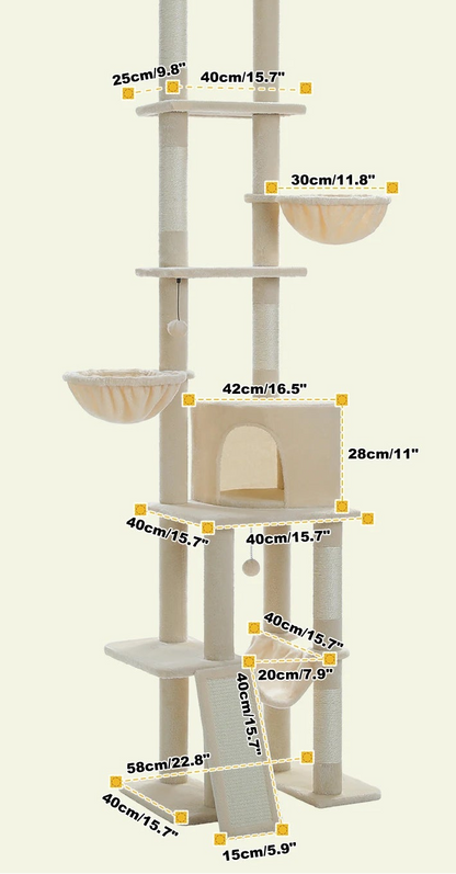 Arbre à chat <br>  sol plafond fin beige