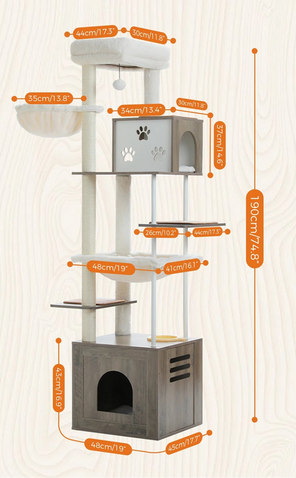 Arbre à chat <br> effet bois massif clair