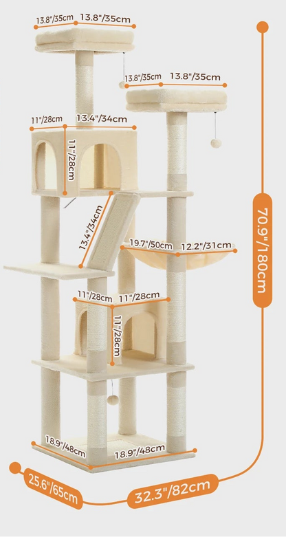 Arbre à chat <br> gris blanc