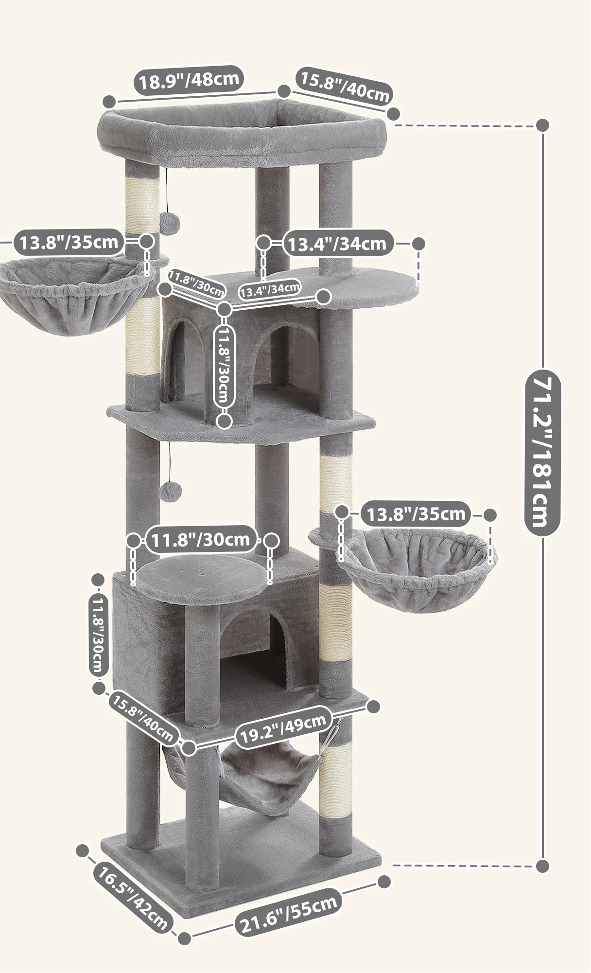 Arbre à chat <br> hamac et paniers